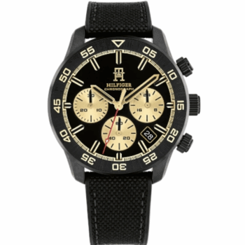 Tommy Hilfiger 1792182 Men's Black Plastic Strap and Black Dial Watch