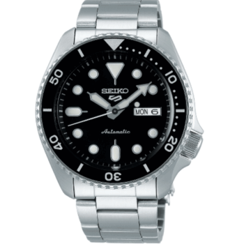 Seiko 5 Sports Automatic SRPD55K1 Men's Watch – Black Dial with Stainless Steel Bracelet