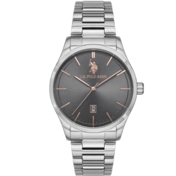 U.S. Polo Assn. Gents Analog Wrist Watch – USPA1072-04 with Gray Dial & Gray Leather Strap (42mm)