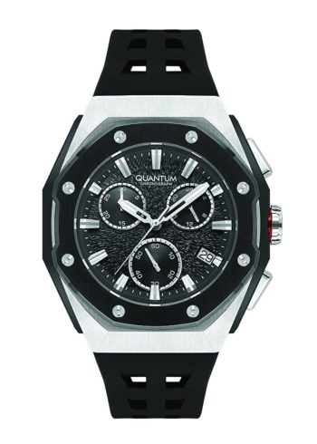 Quantum HNG1170.351 – 40 mm Stainless Steel Quartz Watch with Silicone Strap