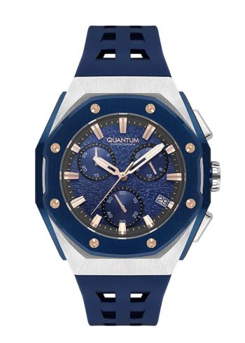Quantum HNG1170-399 Men’s 40 mm Stainless Steel Quartz Watch with Silicone Strap