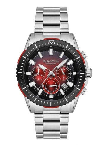 Quantum PWG1128.380 – 44 mm Stainless Steel Quartz Watch with Stainless Steel Bracelet