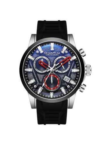 Quantum PWG1126.351 – 46–50 mm Steel Quartz Watch with Silicone Strap
